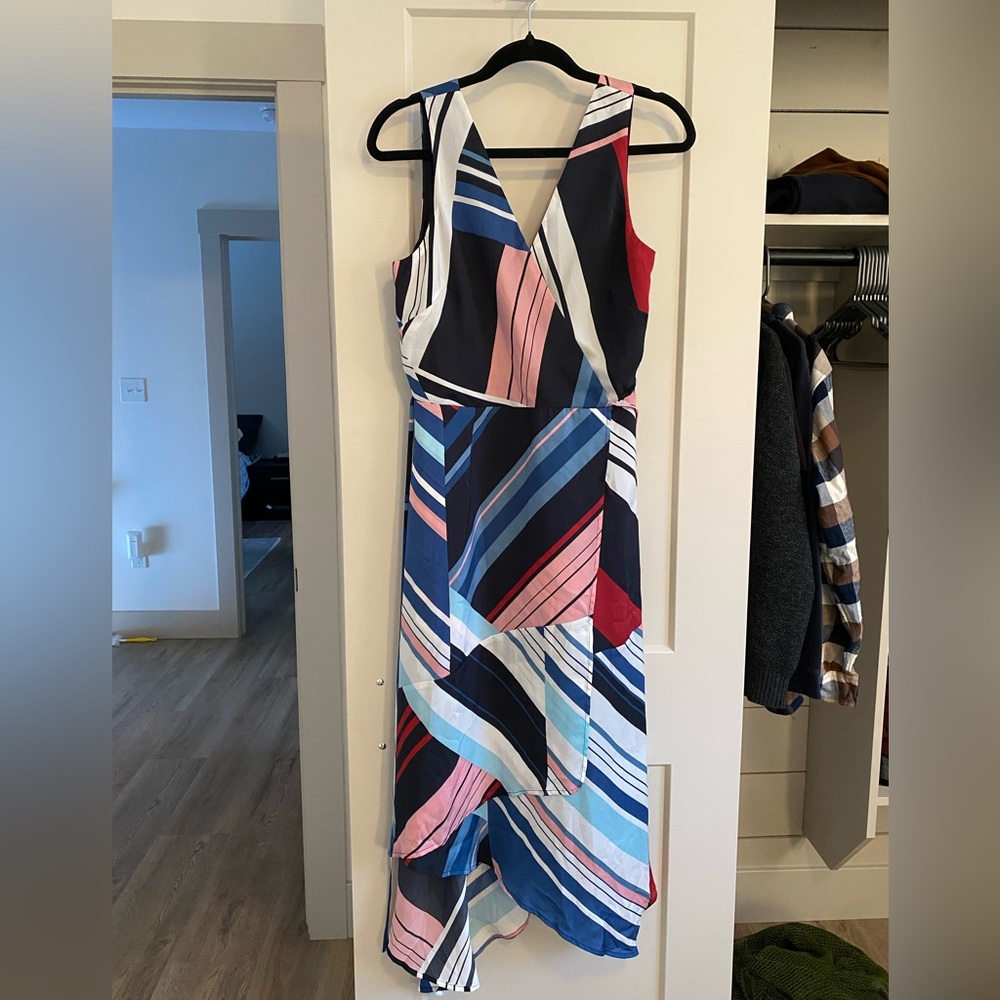 Adelyn Rae Multicolor Striped Asymmetrical Dress